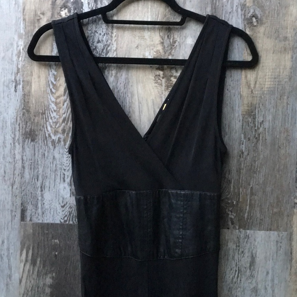 Black BEBE Jumpsuit Faux Leather Waist Detail